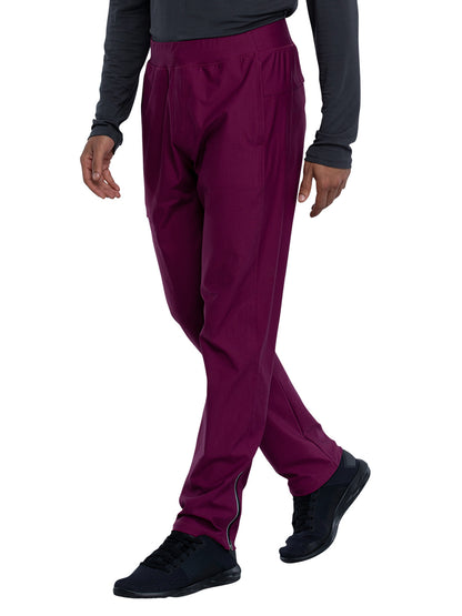 Men's Faux Front Fly Tapered Leg Pull-on Scrub Pant - CK185 - Wine