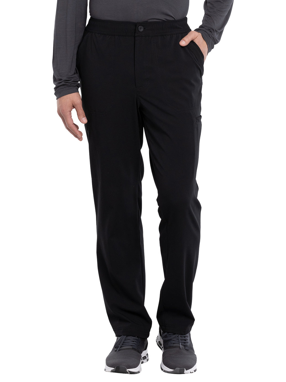 Men's Mid Rise Button Closure Fly Front Cargo Pant - CK205A - Black