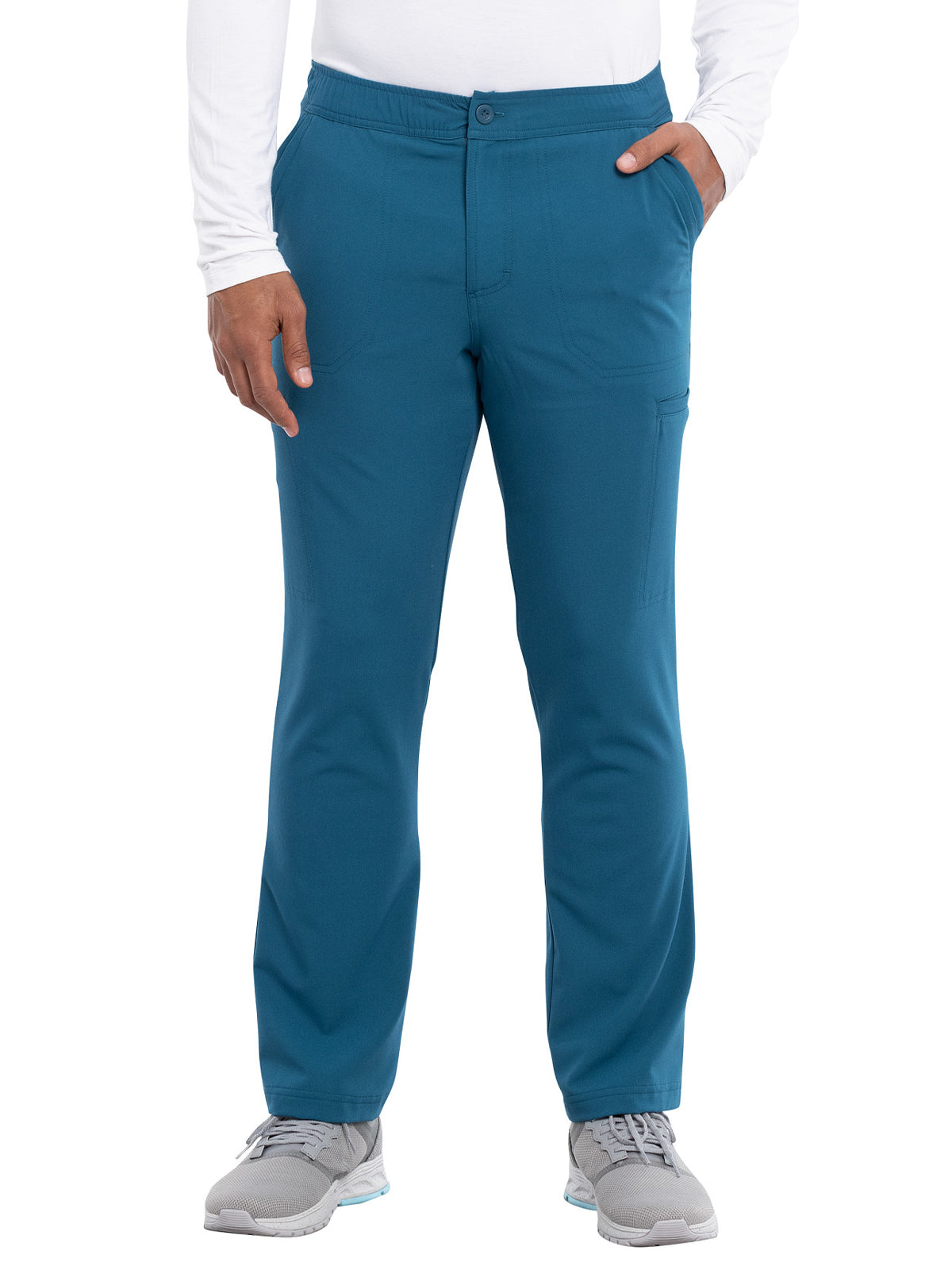 Men's Mid Rise Button Closure Fly Front Cargo Pant - CK205A - Caribbean Blue