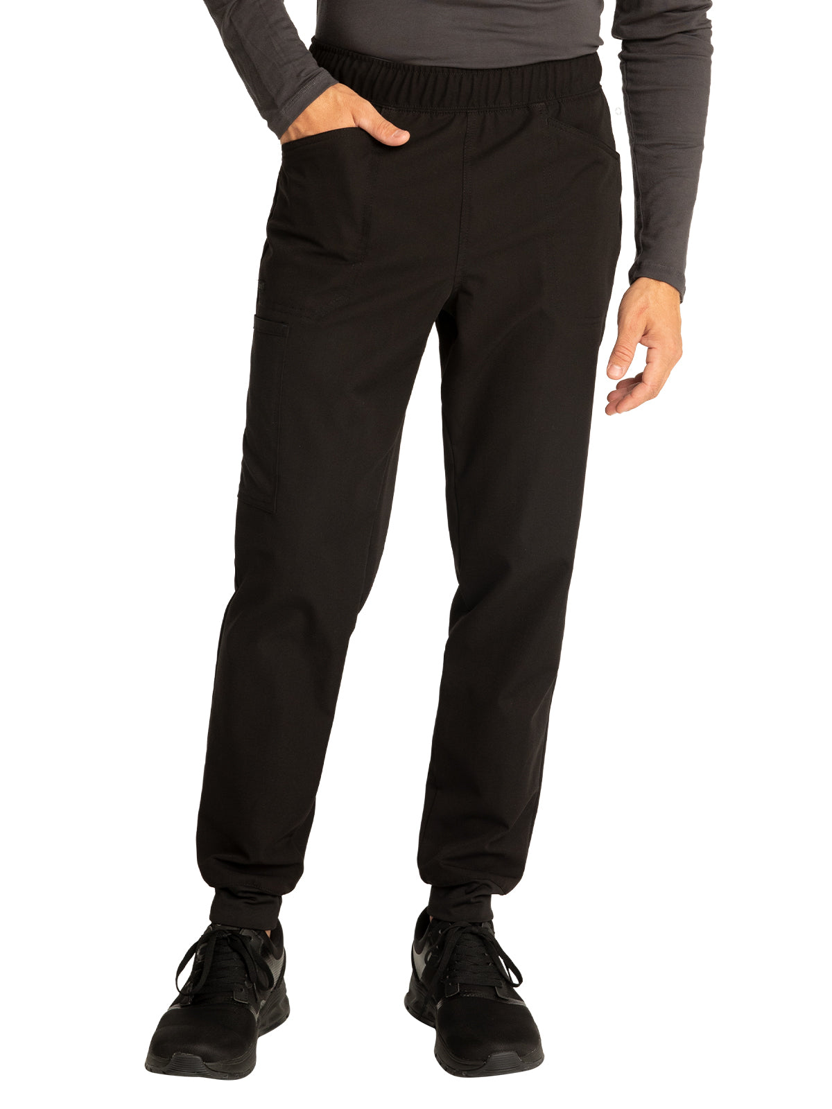 Men's Mid Rise Pull-on Elastic Waistband Jogger - CK206A - Black