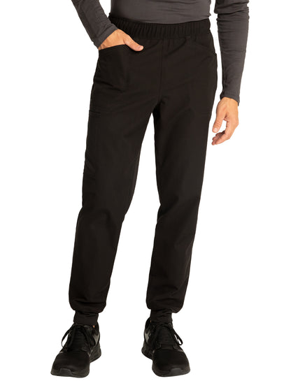 Men's Mid Rise Pull-on Elastic Waistband Jogger - CK206A - Black