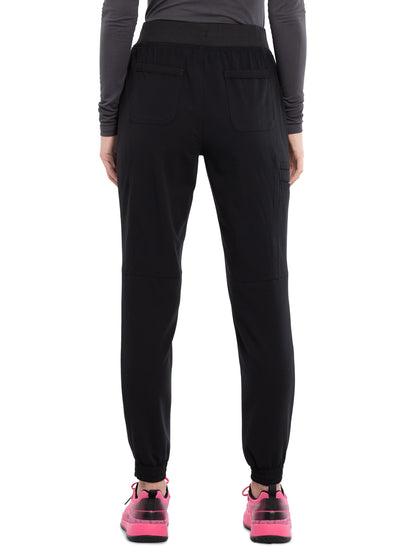 Women's Tonal Knit Waistband Mid Rise Jogger Pant - CK260A - Black