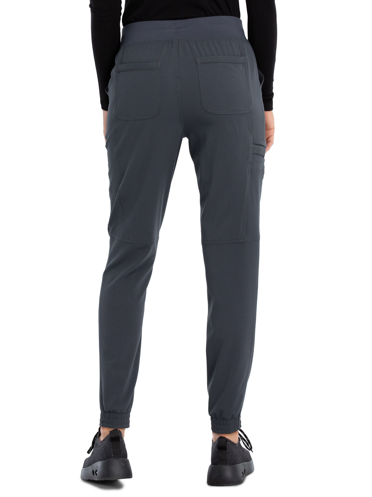 Women's Tonal Knit Waistband Mid Rise Jogger Pant - CK260A - Pewter