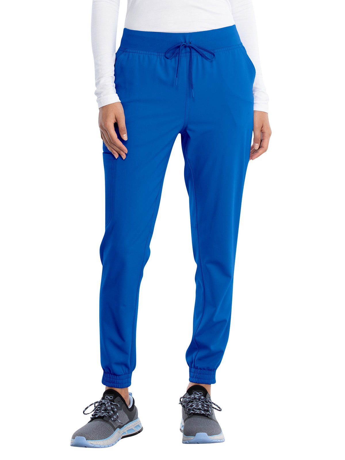 Women's Tonal Knit Waistband Mid Rise Jogger Pant - CK260A - Royal