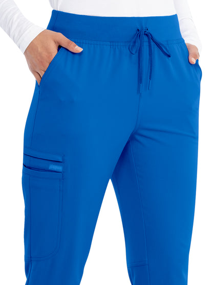 Women's Tonal Knit Waistband Mid Rise Jogger Pant - CK260A - Royal