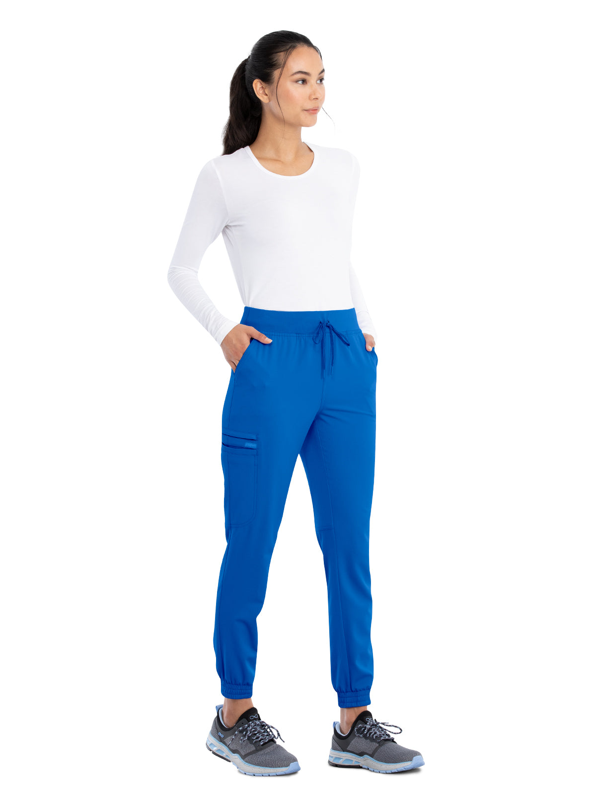 Women's Tonal Knit Waistband Mid Rise Jogger Pant - CK260A - Royal