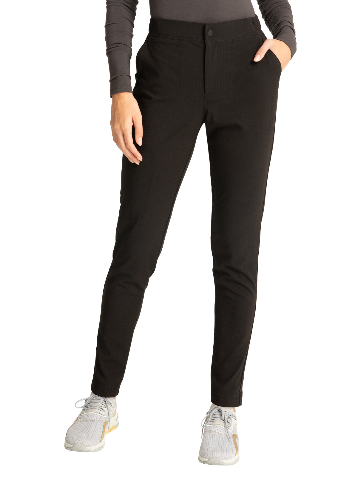 Women's Zip Fly Front Tapered Leg Pant - CK270 - Black