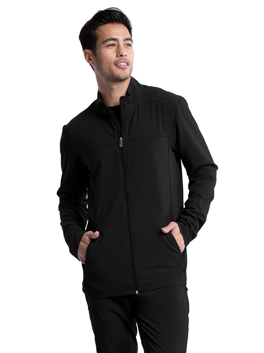 Men's Stand-up Collar Zip Front Jacket - CK332A - Black