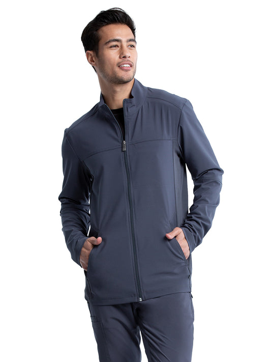 Men's Stand-up Collar Zip Front Jacket - CK332A - Pewter