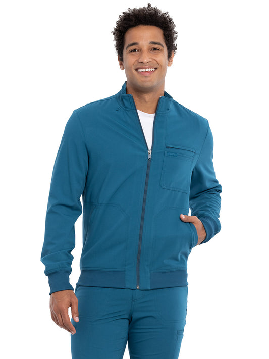 Men's Stand-up Funnel Collar Zip Front Jacket - CK395A - Caribbean Blue