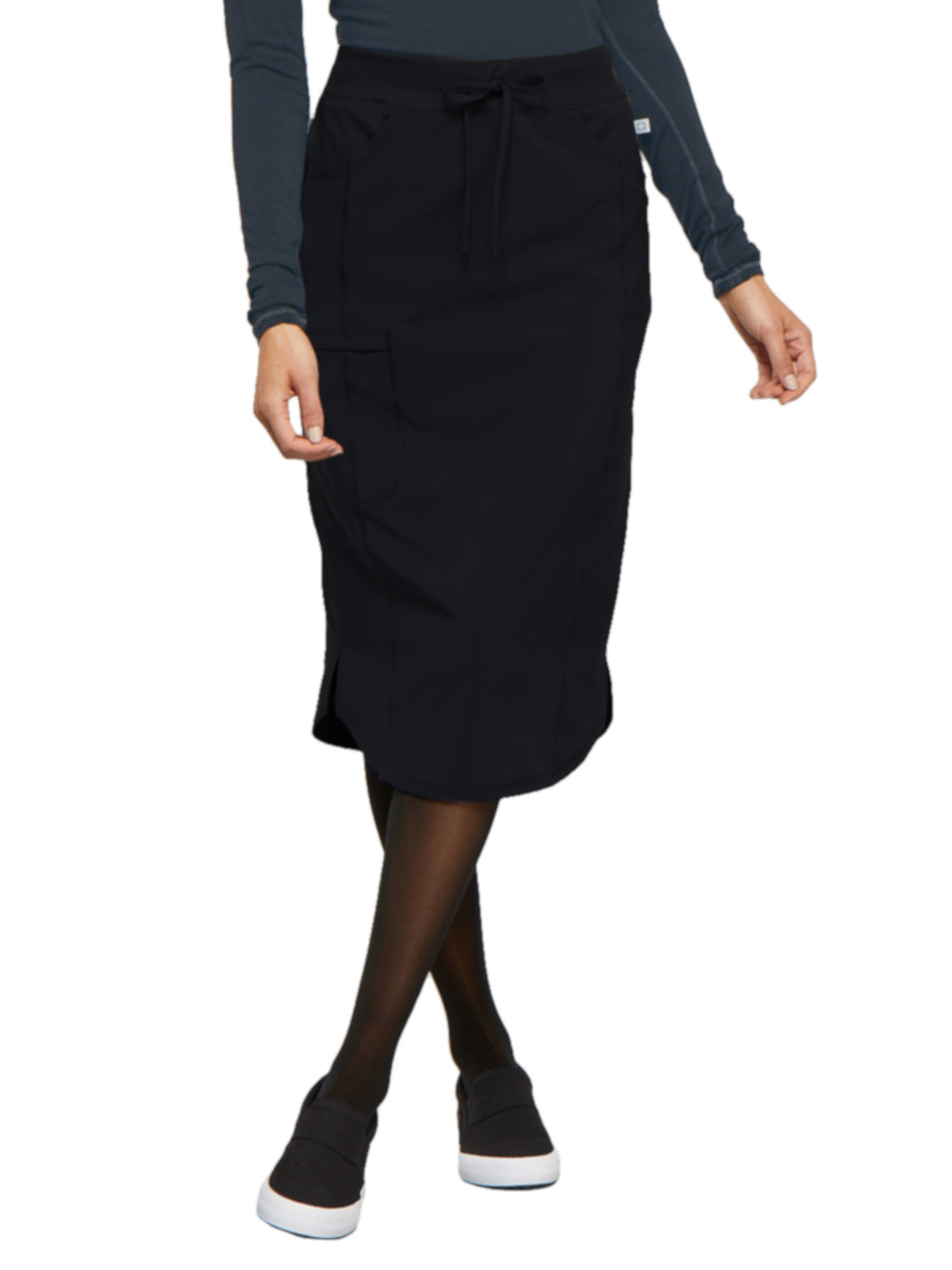 30" Tapered Drawstring Elastic Waistband Skirt - CK505A - Black