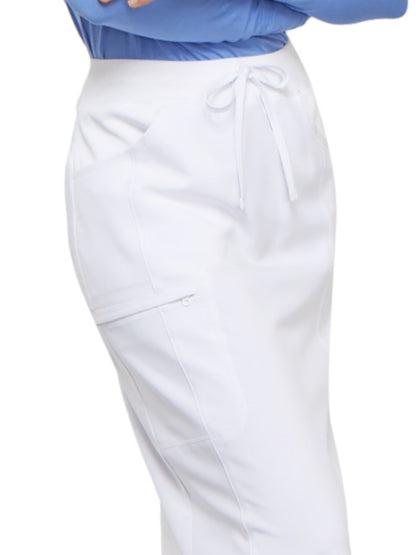 30" Tapered Drawstring Elastic Waistband Skirt - CK505A - White