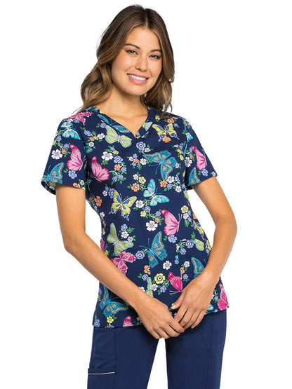 Women's V-Neck Print Top - CK646 - Try Out Your Wings