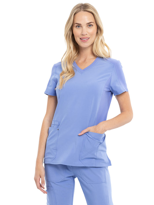 Women's 4-Pocket nitted V-Neck Scrub Top - CK711 - Ciel