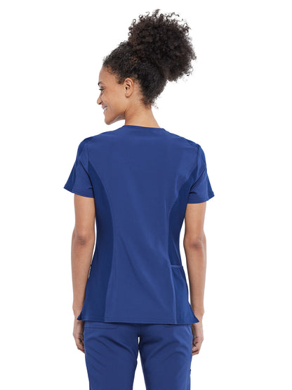 Women's 4-Pocket nitted V-Neck Scrub Top - CK711 - Navy