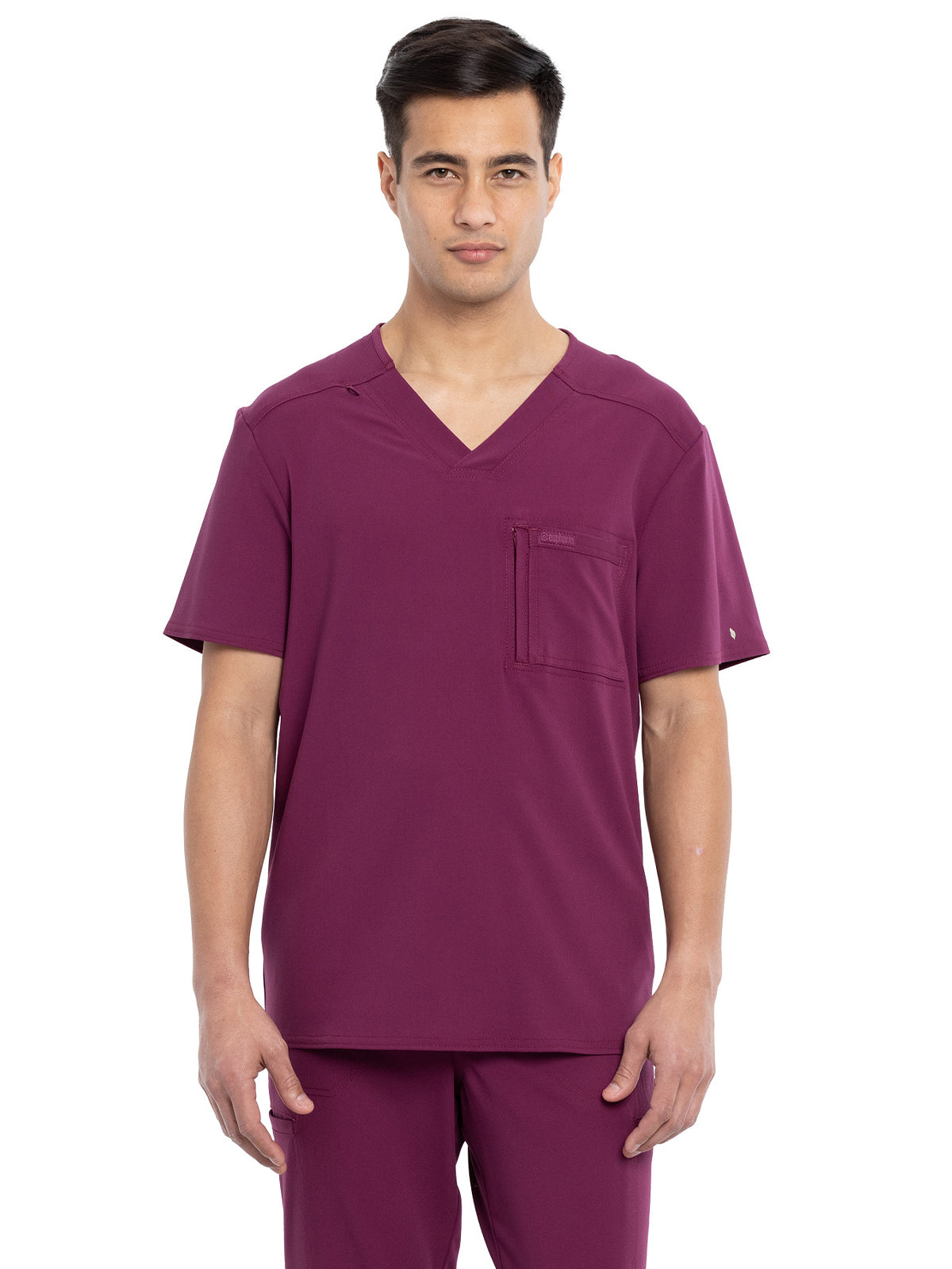 Men's 2 Pocket Modern Fit Tuckable V-Neck Top - CK887A - Wine