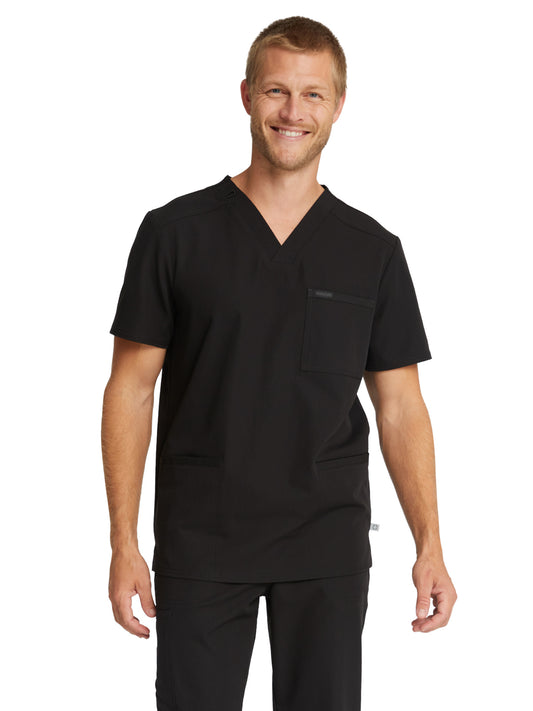 Men's 3-Pocket V-Neck Top - CK888A - Black