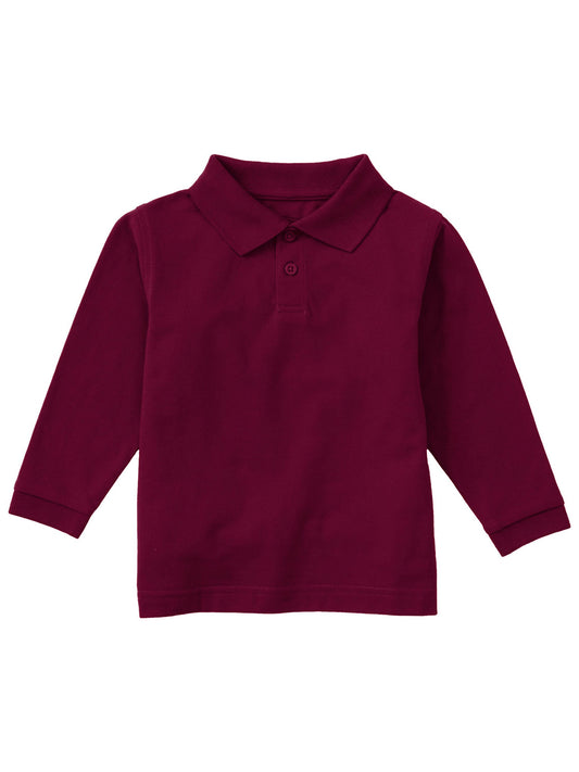 Children's Unisex Long Sleeve Pique Polo - CR835D - Burgundy