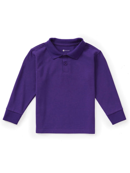 Children's Unisex Long Sleeve Pique Polo - CR835D - Dark Purple