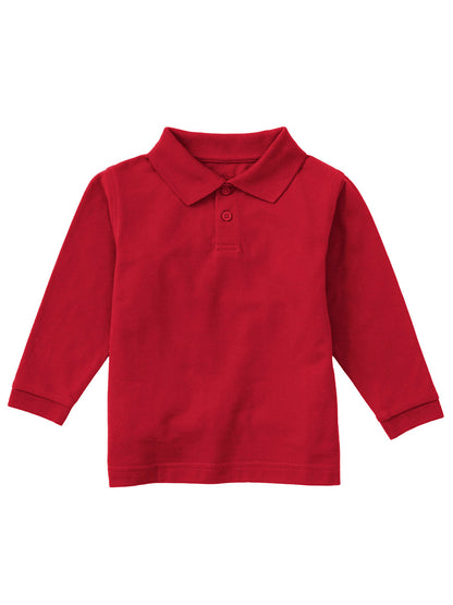 Children's Unisex Long Sleeve Pique Polo - CR835D - Red