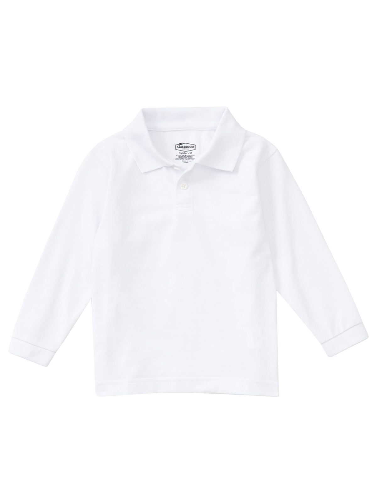 Children's Unisex Long Sleeve Pique Polo - CR835D - White