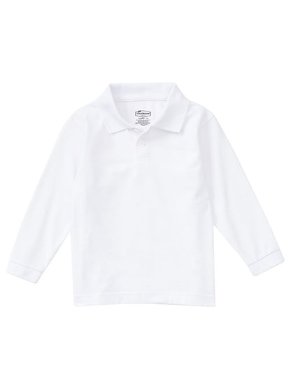 Children's Unisex Long Sleeve Pique Polo - CR835D - White