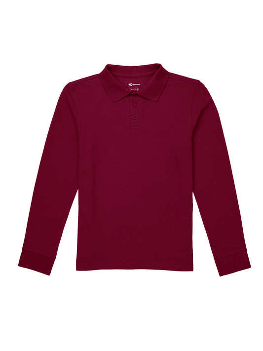 Unisex Long Sleeve Pique Polo - CR835X - Burgundy