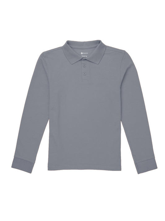 Unisex Long Sleeve Pique Polo - CR835X - Heather Gray