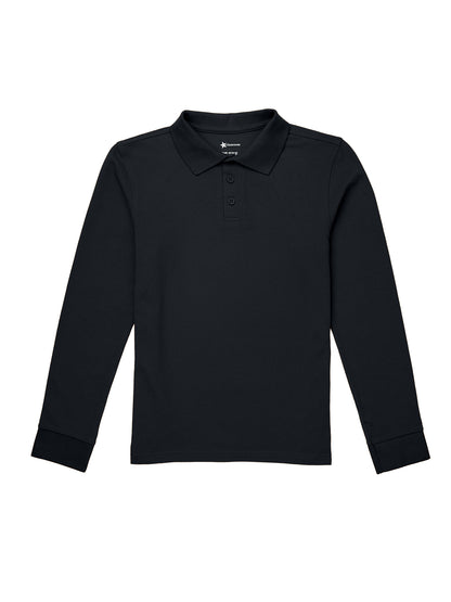 Unisex Long Sleeve Pique Polo - CR835X - Black