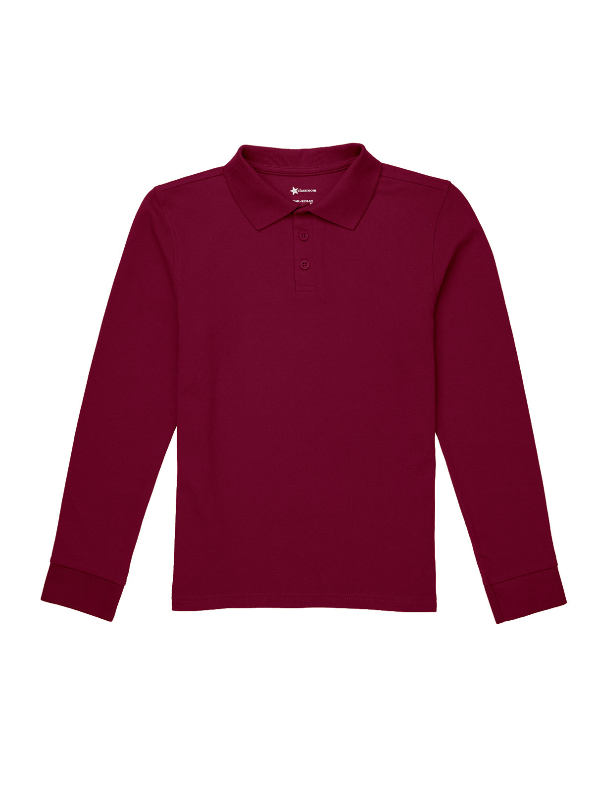 Children's Unisex Long Sleeve Pique Polo - CR835Y - Burgundy