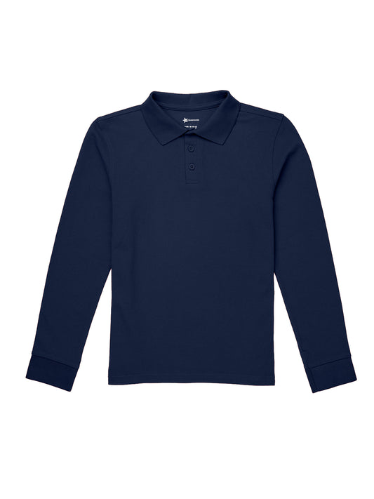 Children's Unisex Long Sleeve Pique Polo - CR835Y - Dark Navy