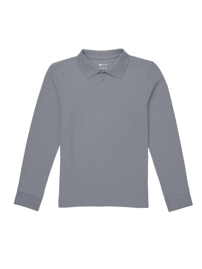 Children's Unisex Long Sleeve Pique Polo - CR835Y - Heather Gray