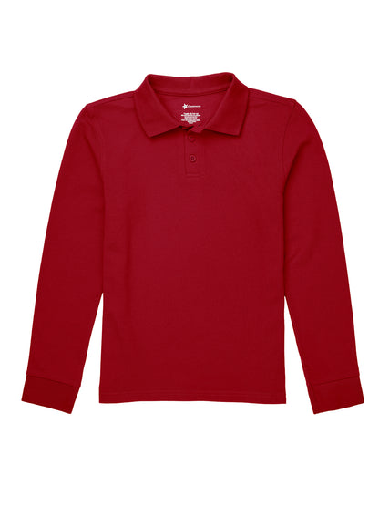 Children's Unisex Long Sleeve Pique Polo - CR835Y - Red