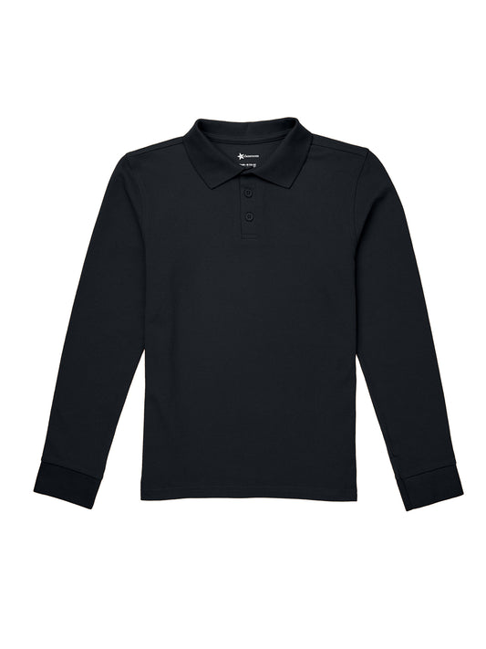 Children's Unisex Long Sleeve Pique Polo - CR835Y - Black