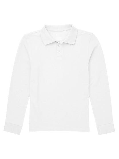 Children's Unisex Long Sleeve Pique Polo - CR835Y - White