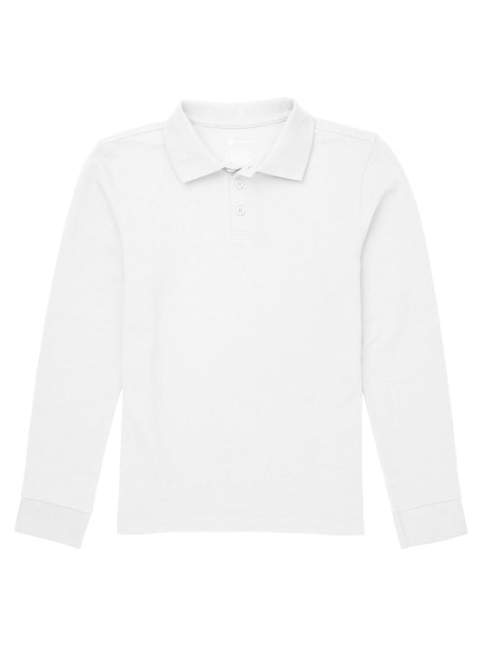 Children's Unisex Long Sleeve Pique Polo - CR835Y - White