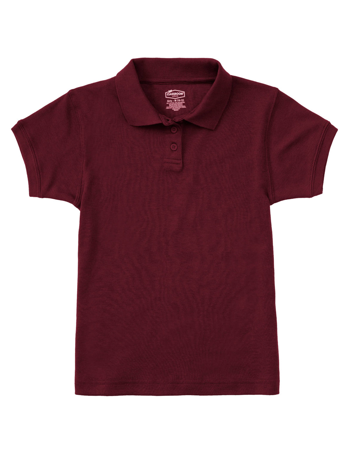 Junior Girls' Short Sleeve Fitted Interlock Polo - CR858X - Burgundy