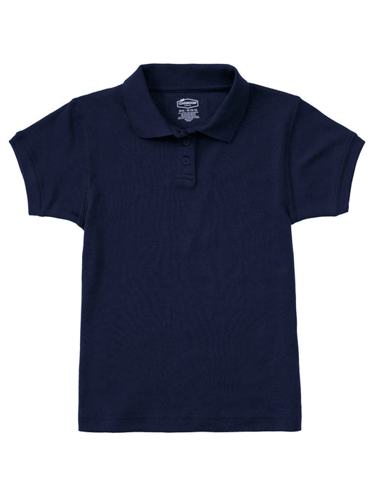 Junior Girls' Short Sleeve Fitted Interlock Polo - CR858X - Dark Navy