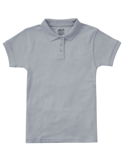 Junior Girls' Short Sleeve Fitted Interlock Polo - CR858X - Heather Gray