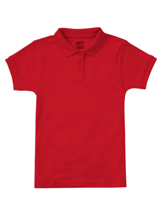 Junior Girls' Short Sleeve Fitted Interlock Polo - CR858X - Red