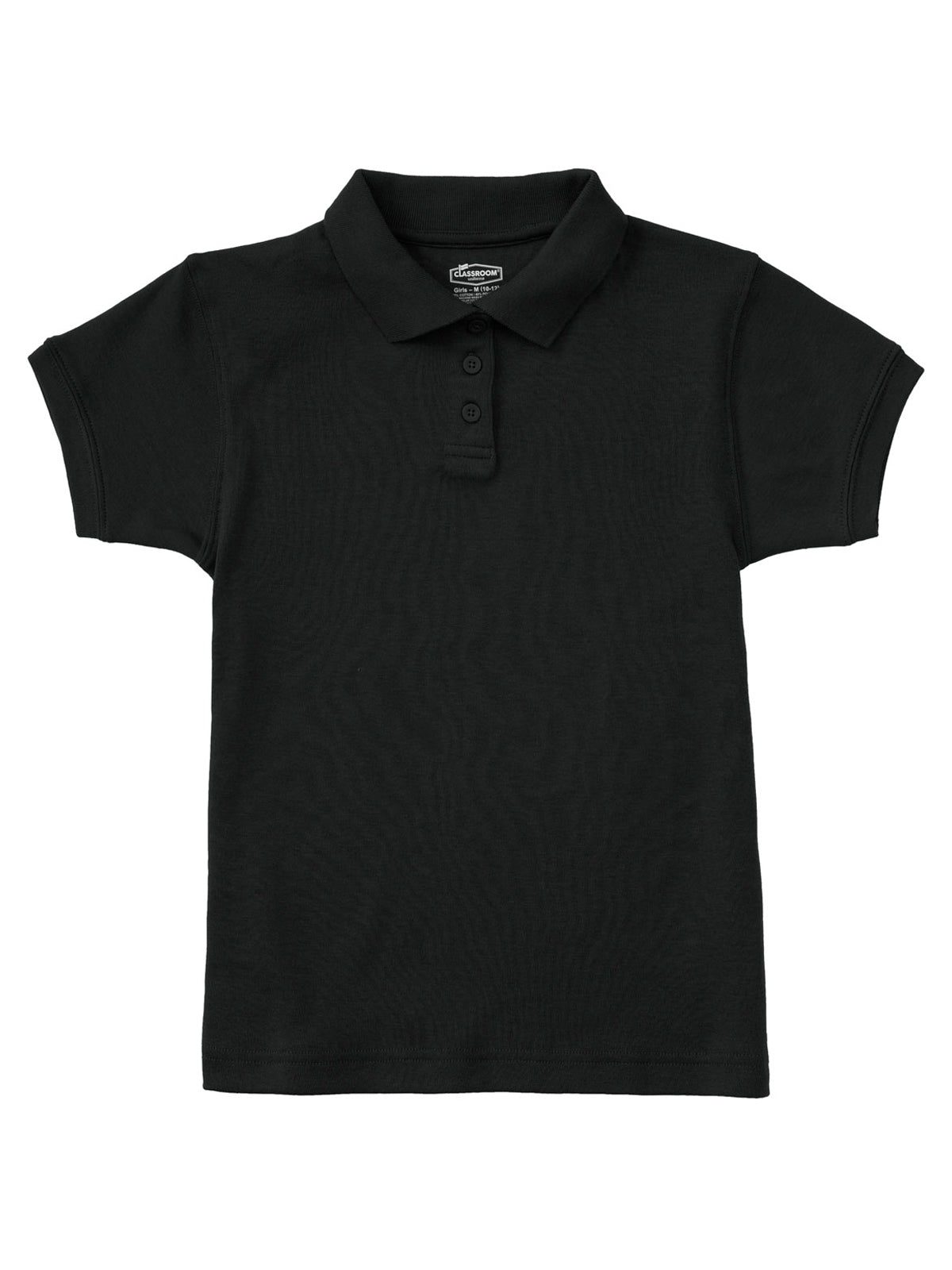 Junior Girls' Short Sleeve Fitted Interlock Polo - CR858X - Black