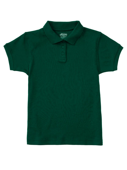 Junior Girls' Short Sleeve Fitted Interlock Polo - CR858X - Hunter Green