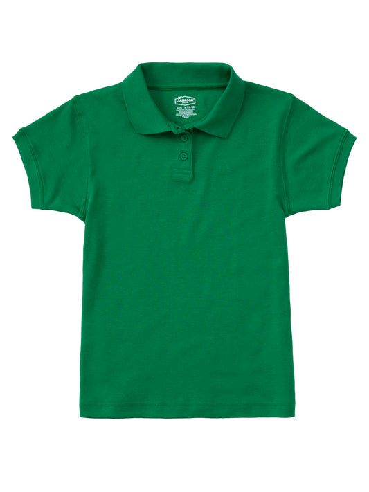 Junior Girls' Short Sleeve Fitted Interlock Polo - CR858X - Kelly Green