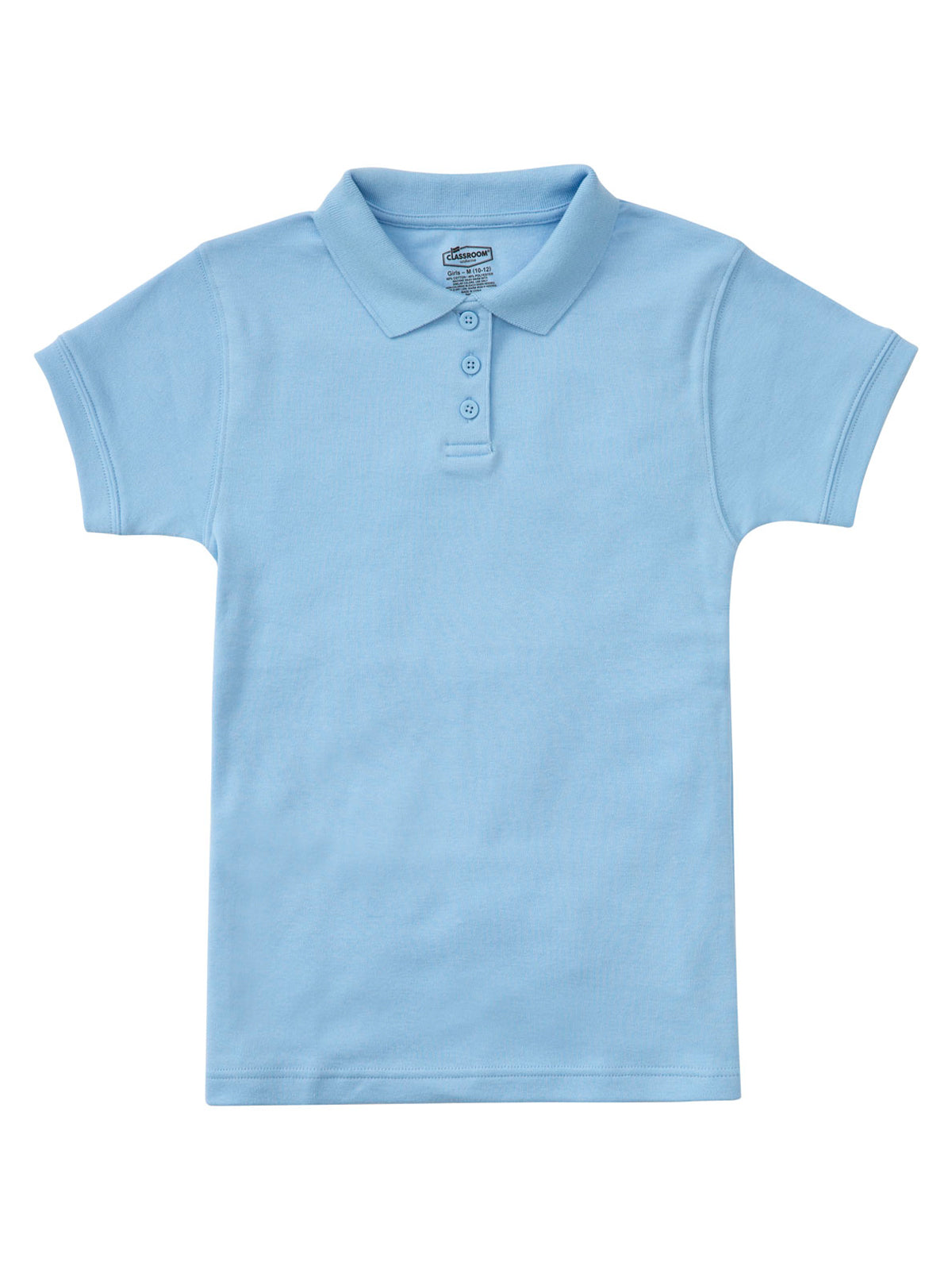 Junior Girls' Short Sleeve Fitted Interlock Polo - CR858X - Light Blue