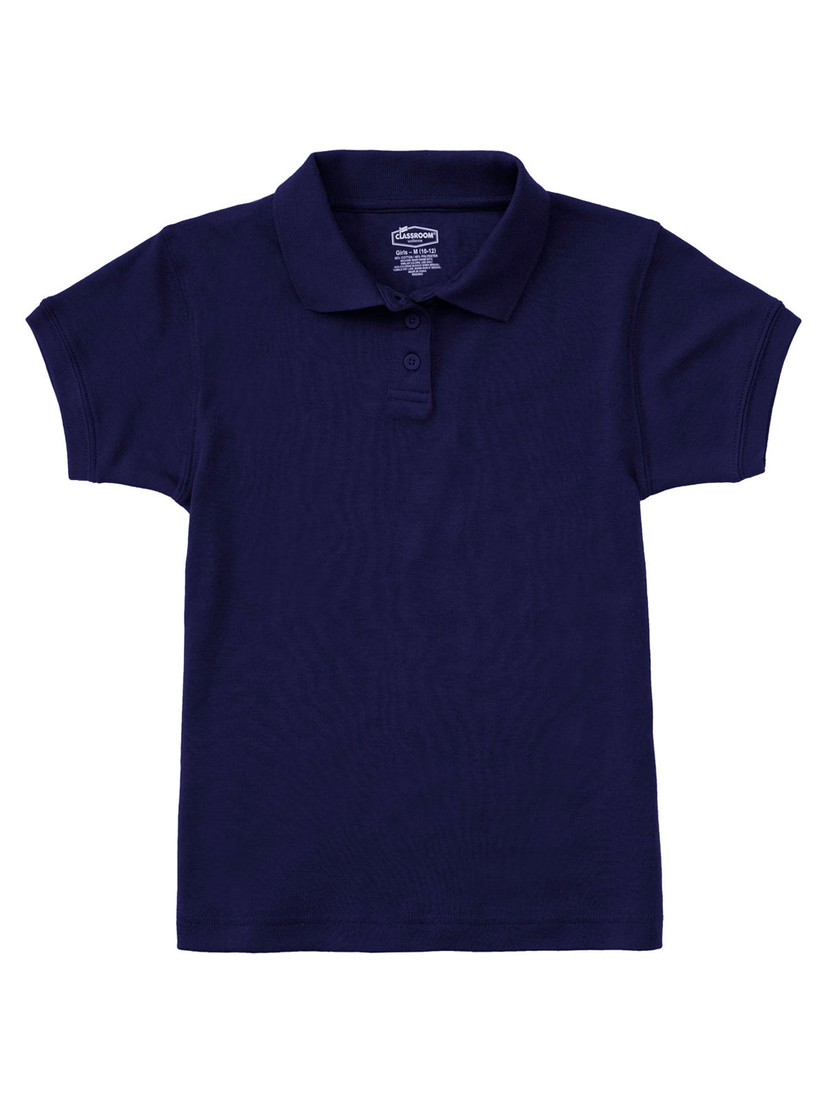 Junior Girls' Short Sleeve Fitted Interlock Polo - CR858X - Navy