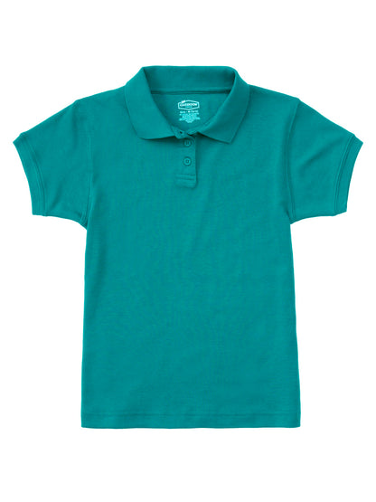 Junior Girls' Short Sleeve Fitted Interlock Polo - CR858X - Teal Blue