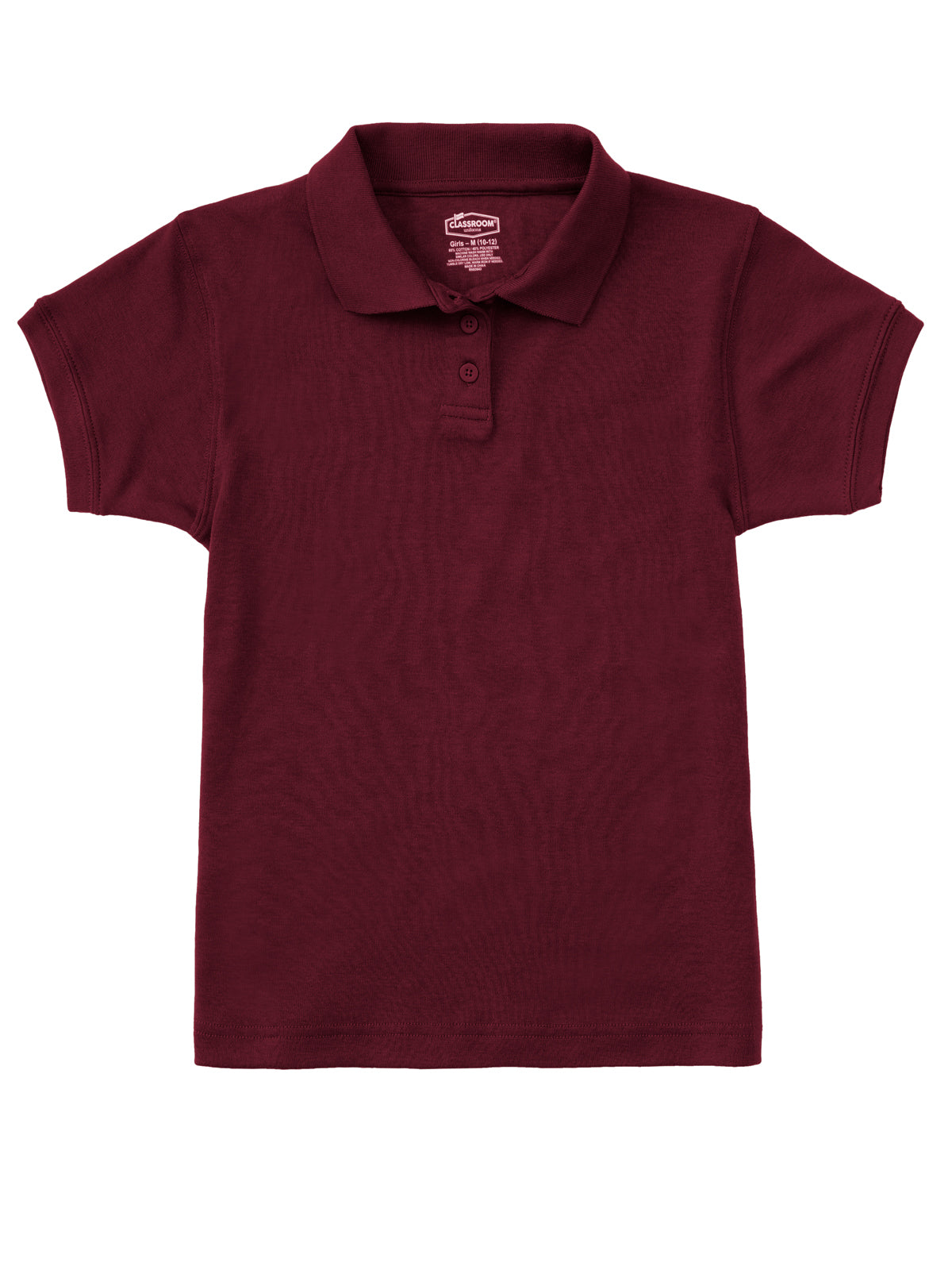 Girls' Short Sleeve Fitted Interlock Polo - CR858Y - Burgundy