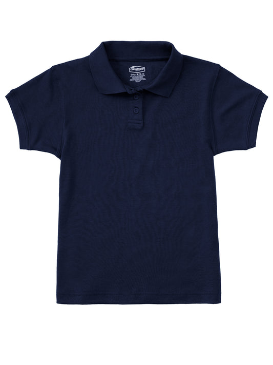 Girls' Short Sleeve Fitted Interlock Polo - CR858Y - Dark Navy