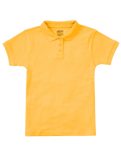 Girls' Short Sleeve Fitted Interlock Polo - CR858Y - Gold