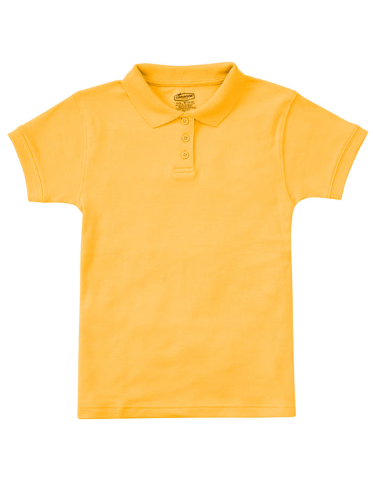 Girls' Short Sleeve Fitted Interlock Polo - CR858Y - Gold